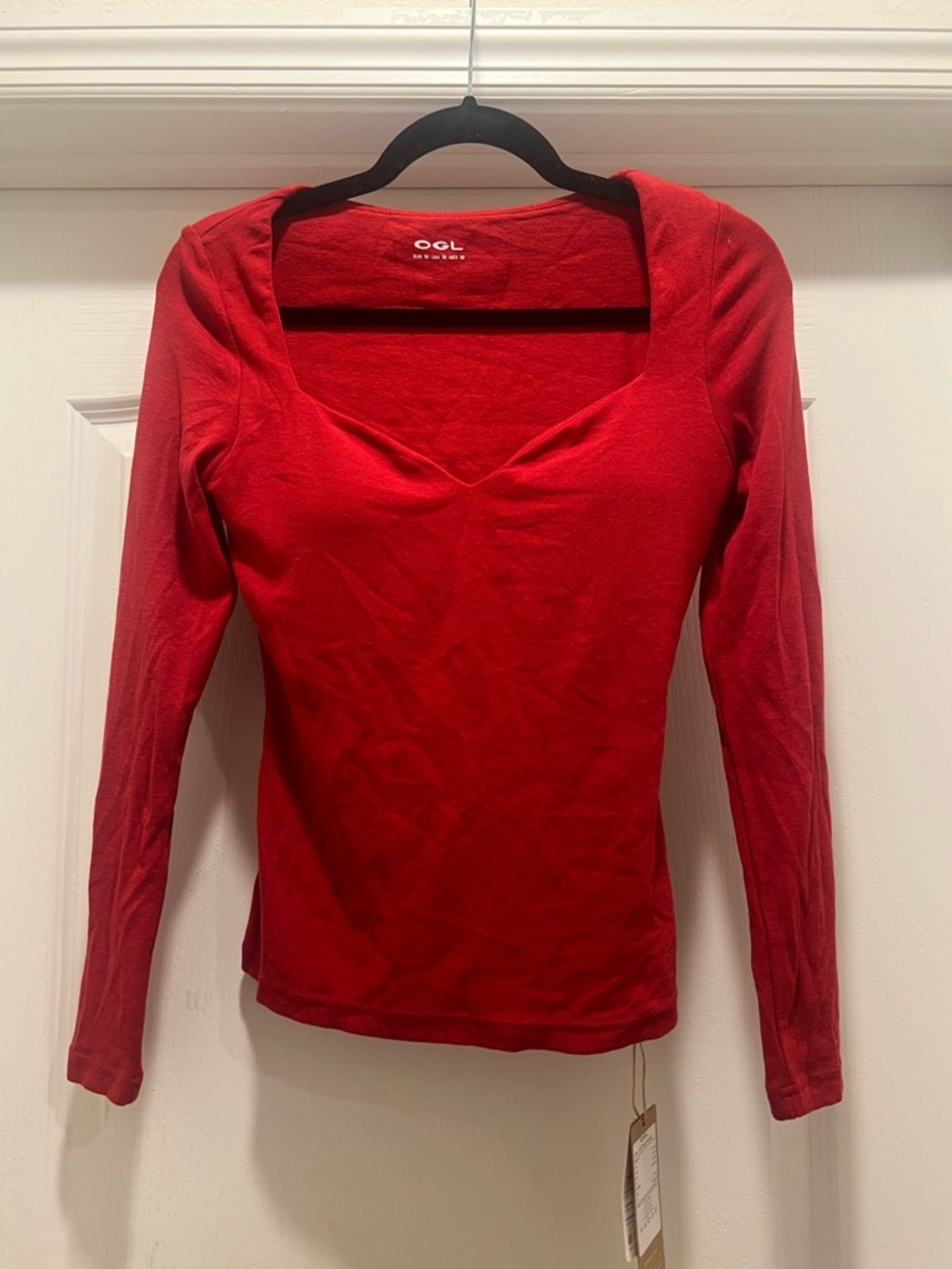 OGL Long Sleeve Sweetheart Neckline Top - M